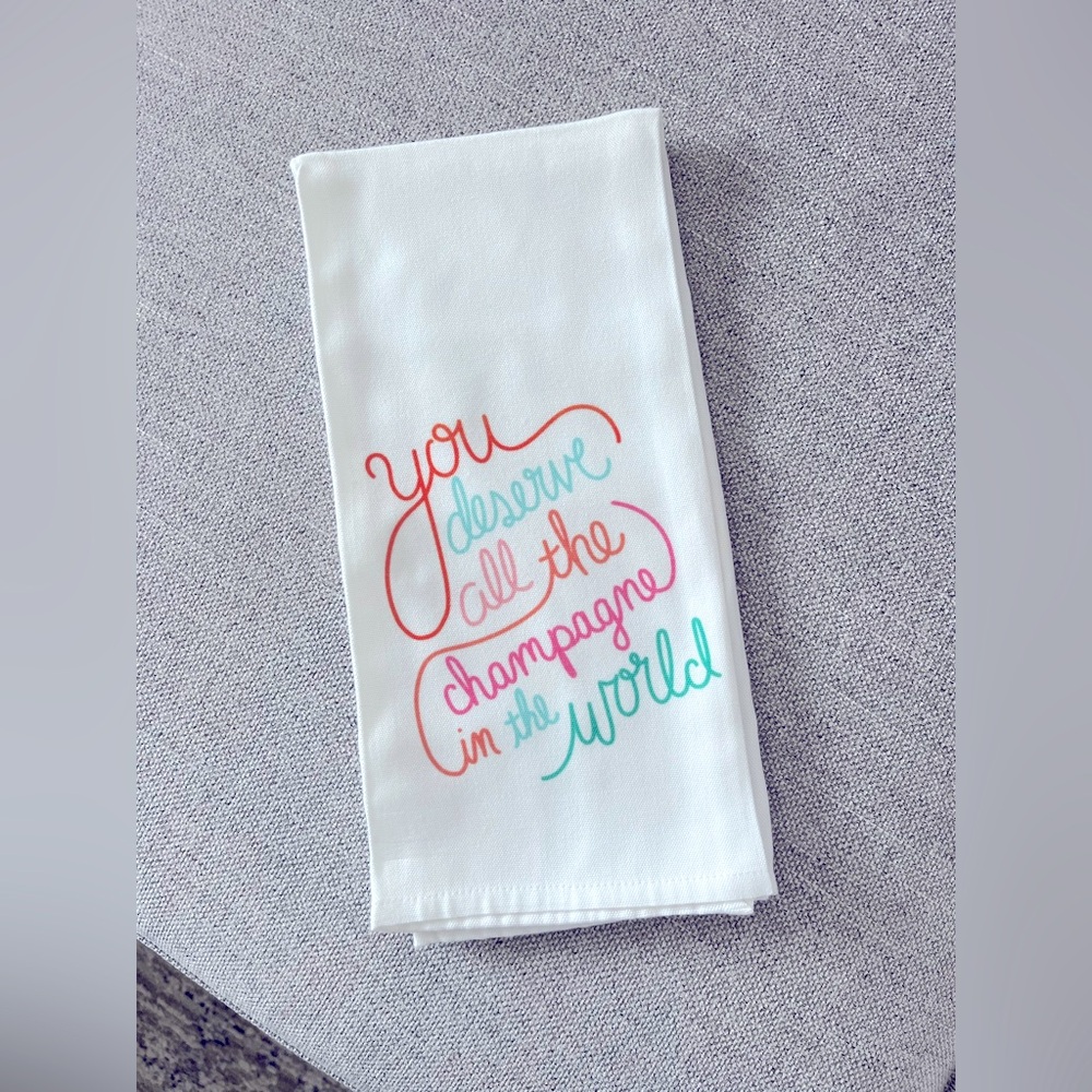 Cute Champagne Themed Tea Towel
